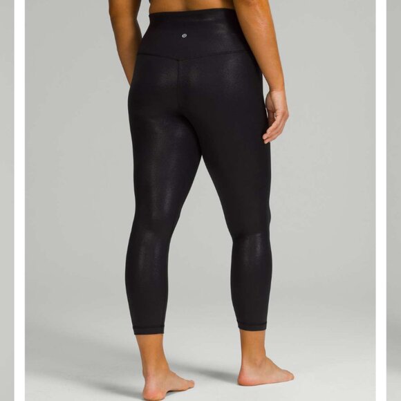 Lululemon Align High-Rise Pant 25" *Shine Radiate Foil Print Black - Size 2 - Picture 1 of 9